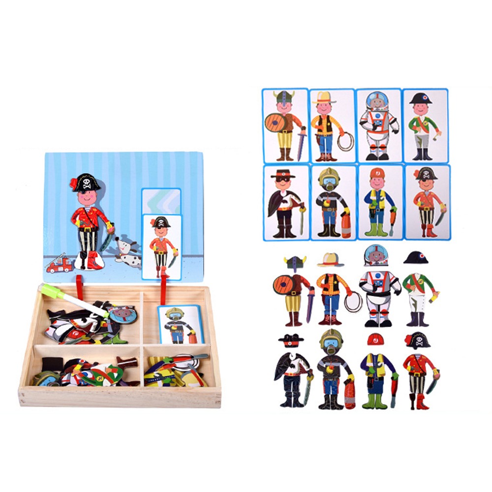 Kids Toys Drawing Easy - Wood Magnetic 3D Puzzles with Lid