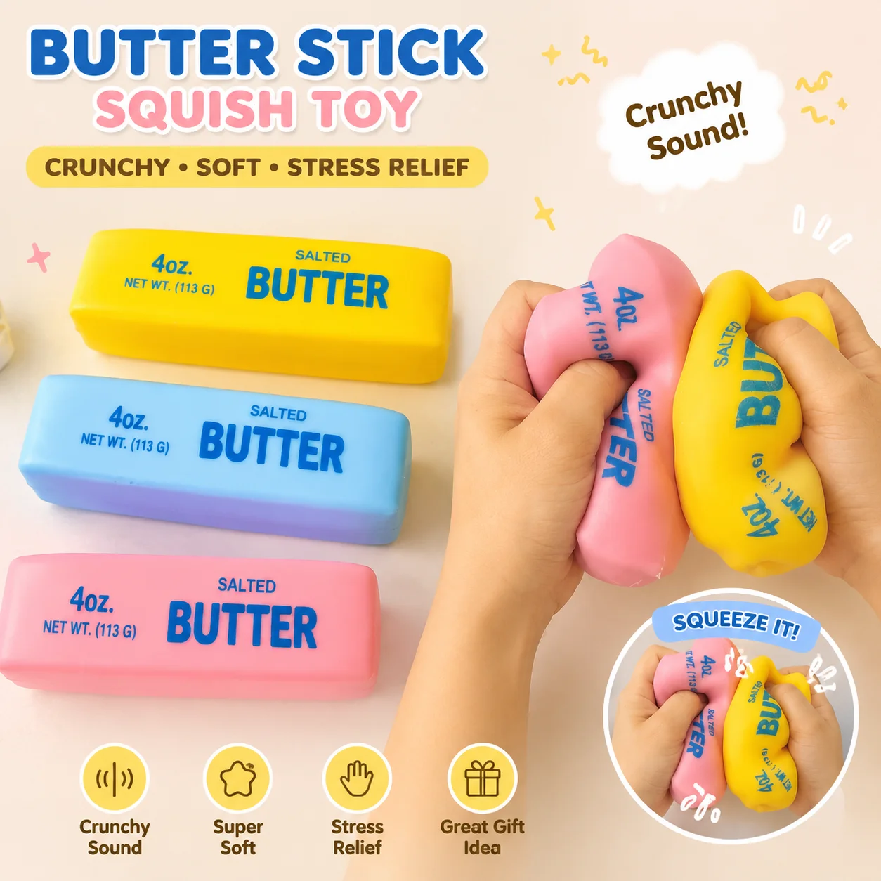 Realistic Butter Stick Squishy - Sensory Fidget Toys ulasan dan harga