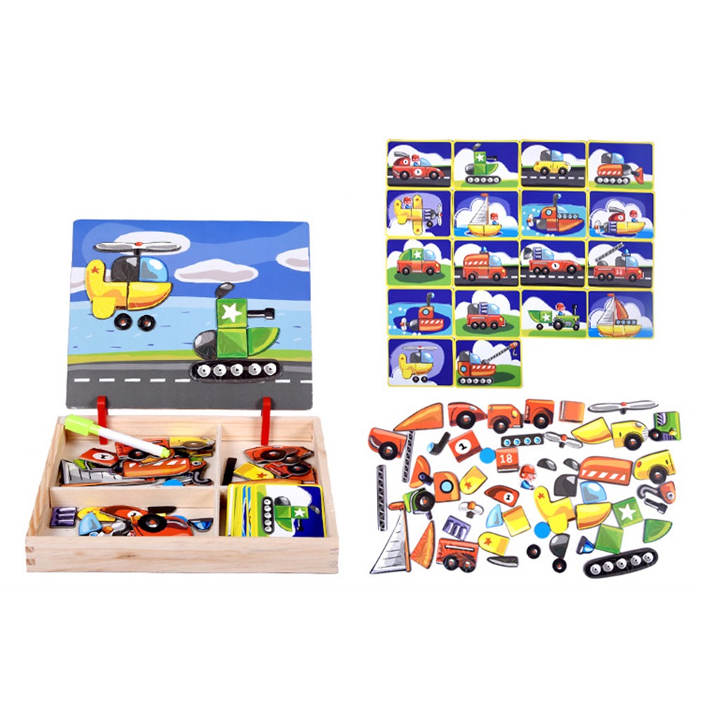 Wood Magnetic 3D Puzzles with  - Kids Toys Drawing Easy ulasan dan harga