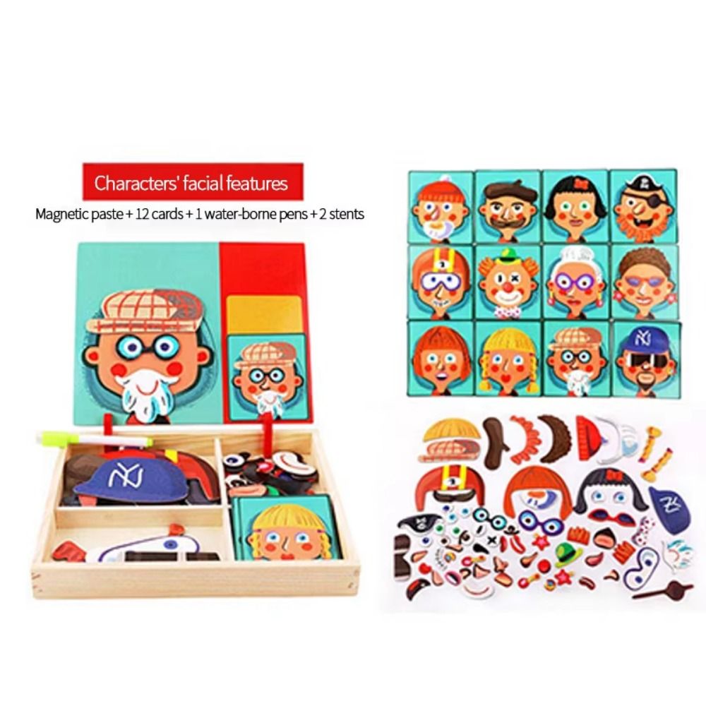 Wood Magnetic 3D Puzzles with  - Kids Toys Drawing Easy ulasan dan harga
