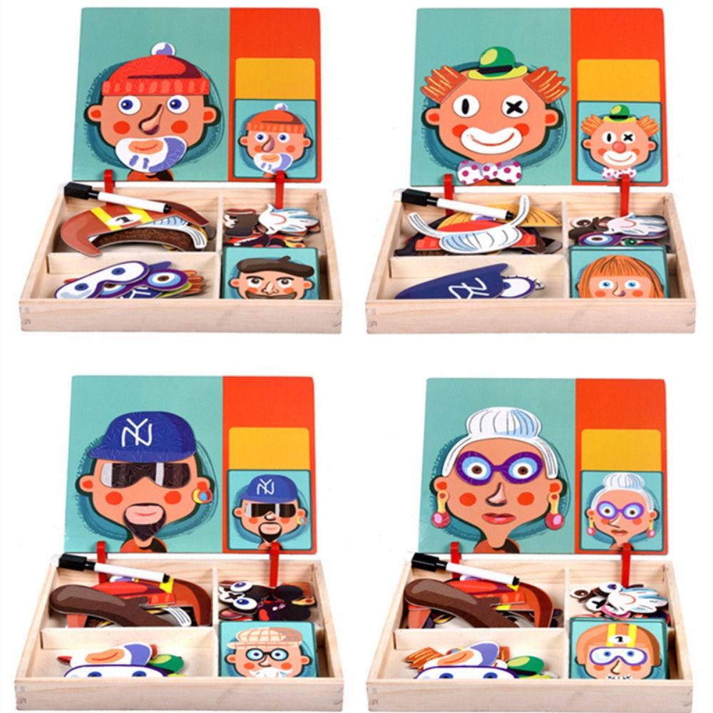 Wood Magnetic 3D Puzzles with  - Kids Toys Drawing Easy ulasan dan harga